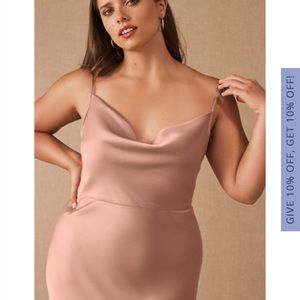 BHLDN Cali Satin Charmeuse Midi Bridesmaid Dress Size 24 NWT Dusty Rose